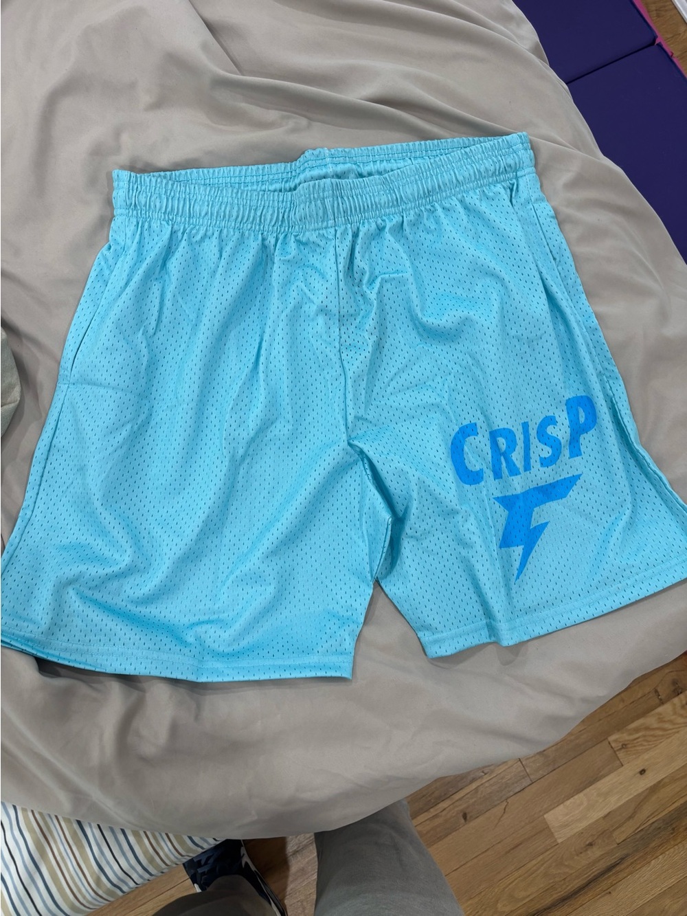 CrisP NYC Light Blue Athletic Mesh Shorts for Men
